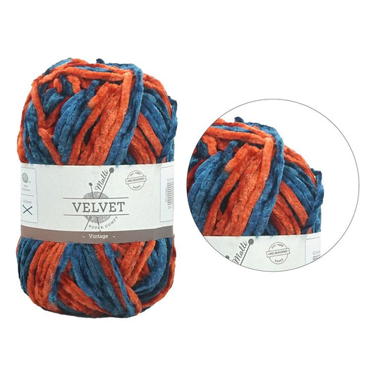 Velvet Multicolour Yarn, Vintage, 100gm