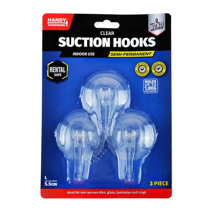 Clear Suction Hooks, 3pc