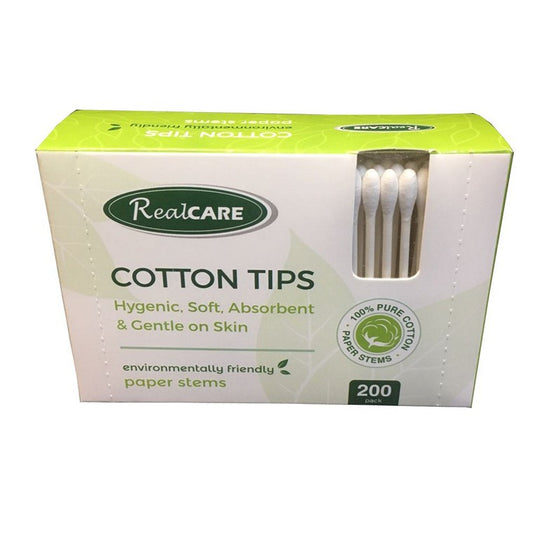 Real Care Paper Stem Cotton Tips, 200pk