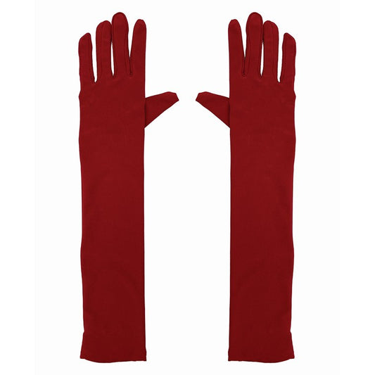 Party Long Satin Gloves, Red