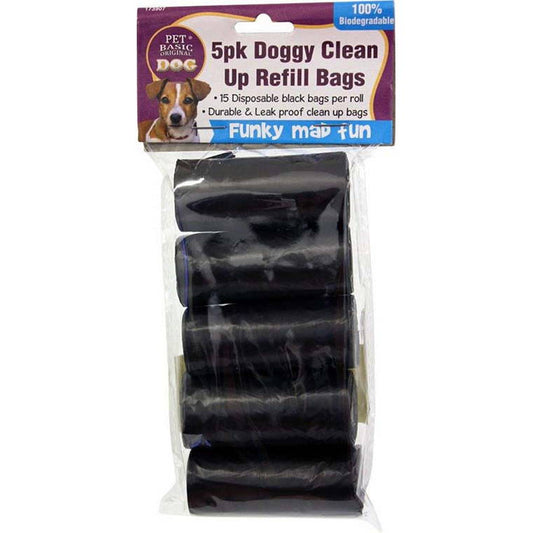 Dog Clean Up Refill Black Bags, 5pk