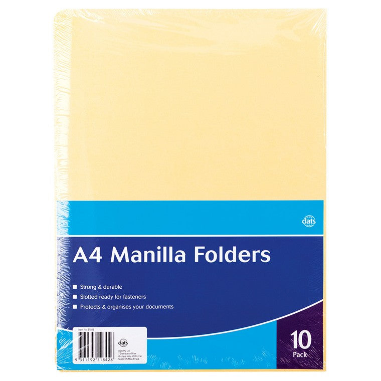 Manilla Folder Standard A4, 10pk