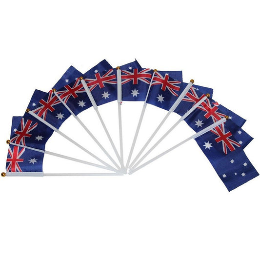 Aussie Flag on Pole 15x7cm 10pk