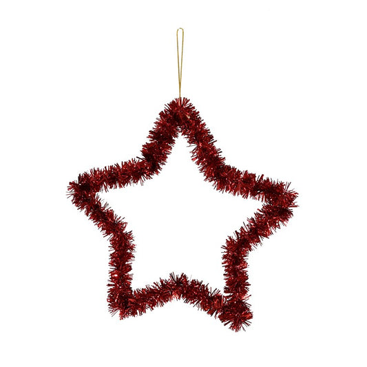 Hanging Tinsel Star, 20cm, Asstd