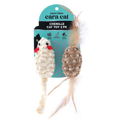 Cara Cat Chenille Toy, 2pk, Asstd