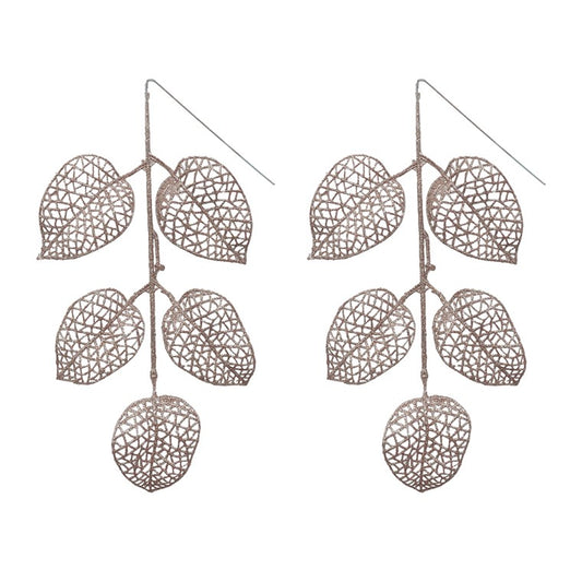 Glitter Leaves Pick, 3pk, Asstd