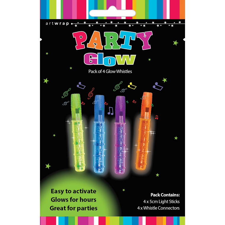 Party Glow Favours Whistle, 4pk