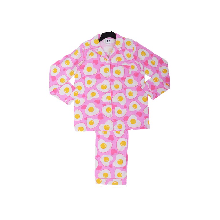 Flannel PJ Set, Sunny Side Up, Size 14