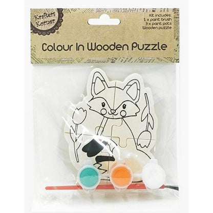 DIY Colour In Wooden Puzzle, 4 Asstd Designs