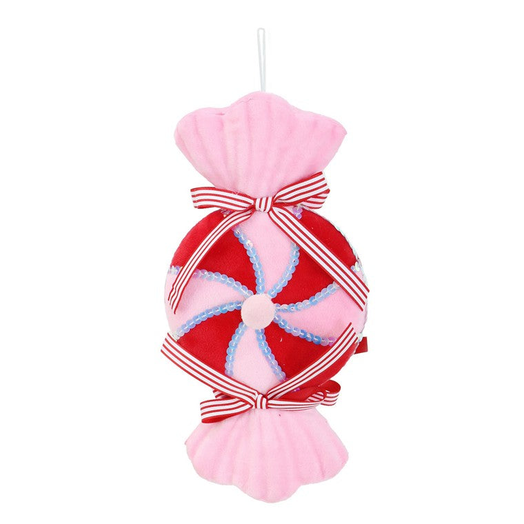 Flocked Candy Cane Sweets, 26cm, Asstd