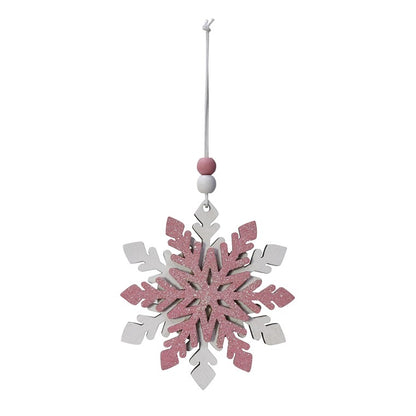 Hanging Snowflake Pink, 9cm, Asstd