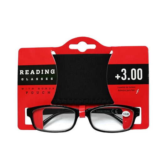 Reading Glasses w/Pouch, +3.00, Asstd Colours