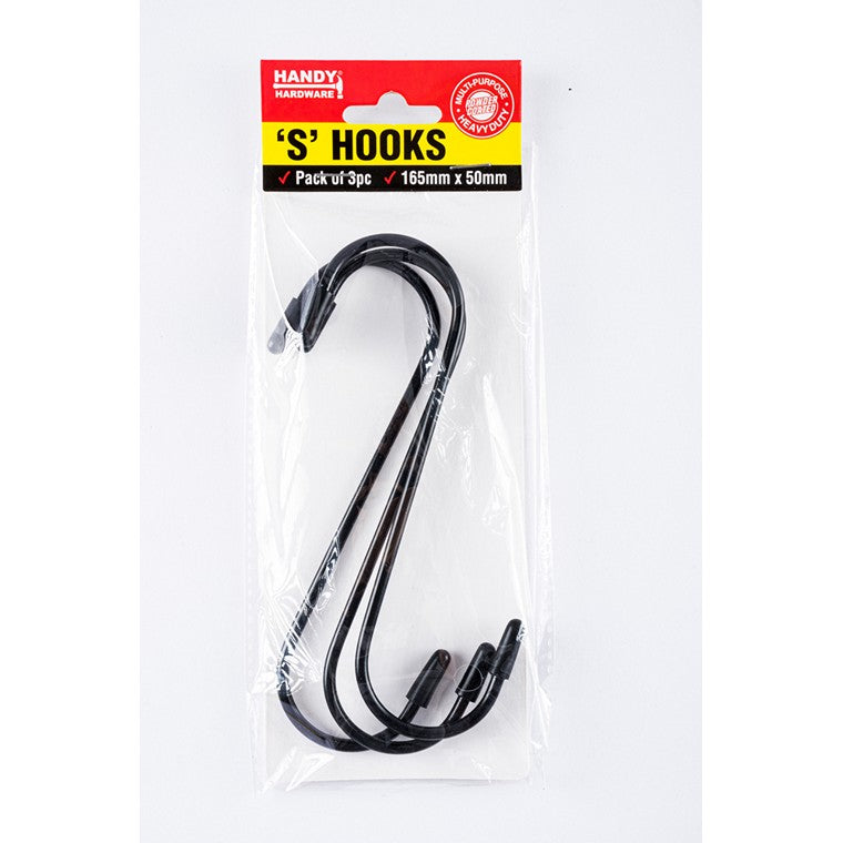 S Hooks, 165mm x 50mm, 3pc