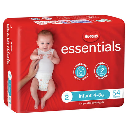 Huggies Essentials 54pk, Size 2, Infant