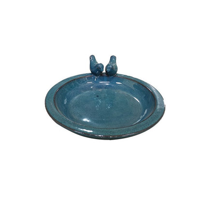 Glazed Ceramic Table Top Bird Bath, 2 Asstd Colours