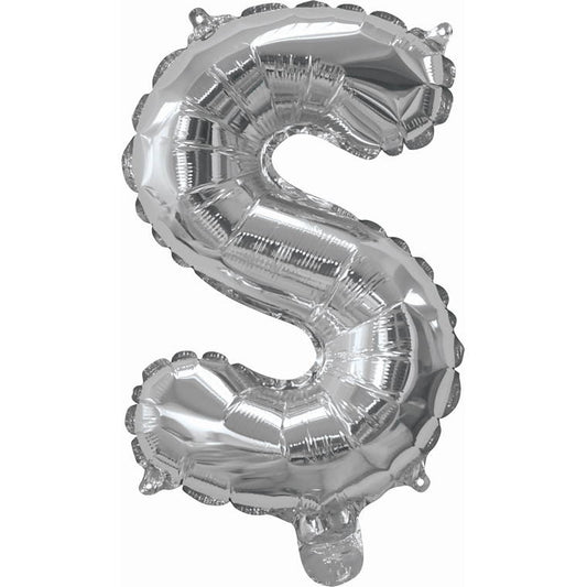 Silver Foil Balloon, 35cm, Letter S