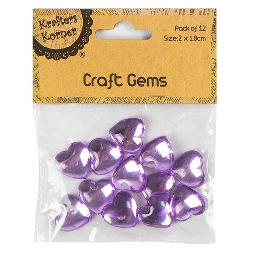 Embellishment Hearts, 12pk, 2 Asstd Colours