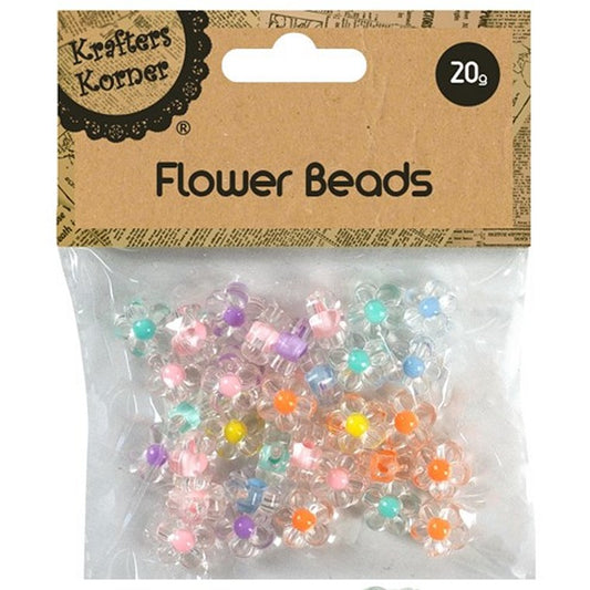 Coloured Beads, Flowers, 2 Asstd Designs