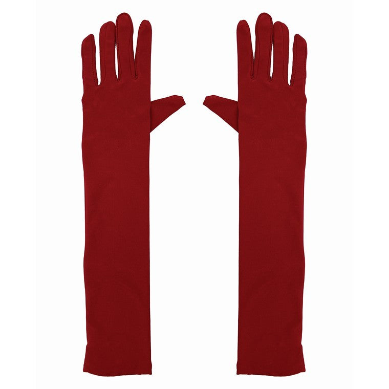 Party Long Satin Gloves, Red