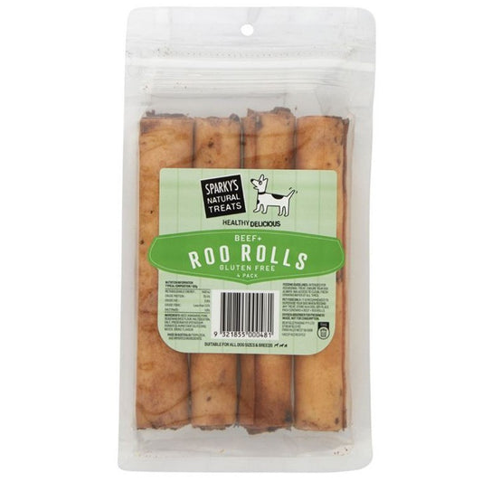 Sparkys Beef & Roo Roll, 4pk