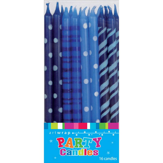 Candle 12cm, Blues, 16pk