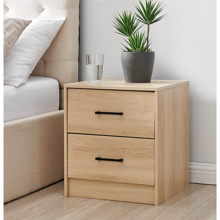 Bedside Table, 2 Drawers, Oak