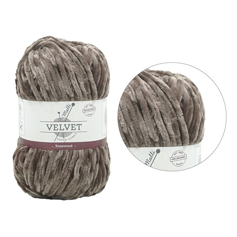 Velvet Solid Yarn, Rosewood, 100gm