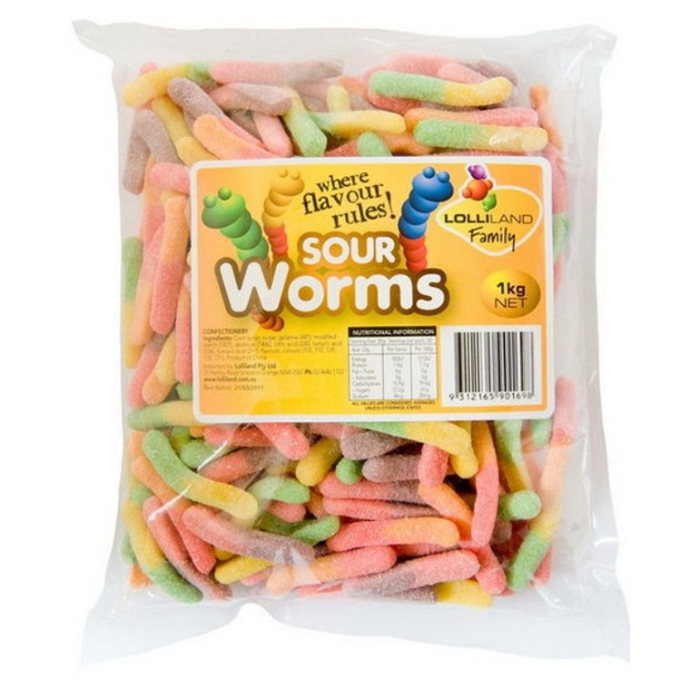 Sour Worms Gluten Free, 1kg