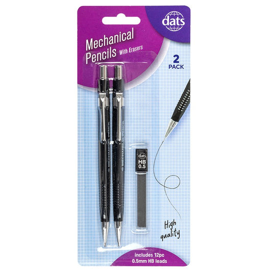 Mechanical Pencils w/ Erasers, 2pk